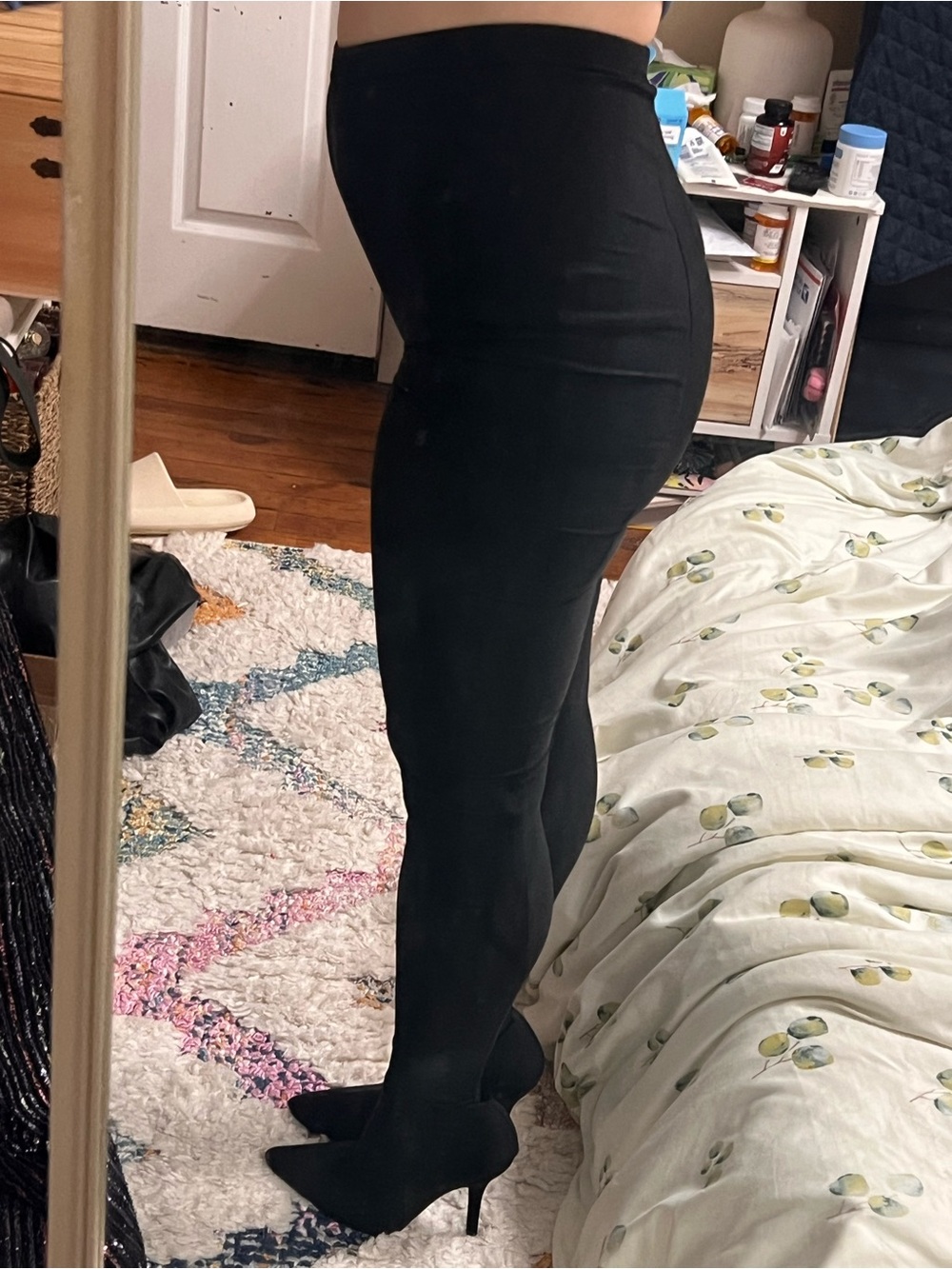 Pointed Black Toe Stiletto Panta-Boots